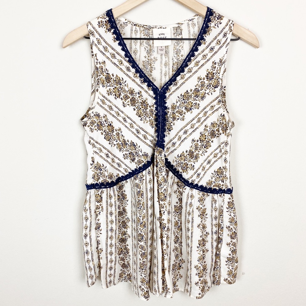 Knox Rose Bohemian Paisley Print Baby Doll Top S
